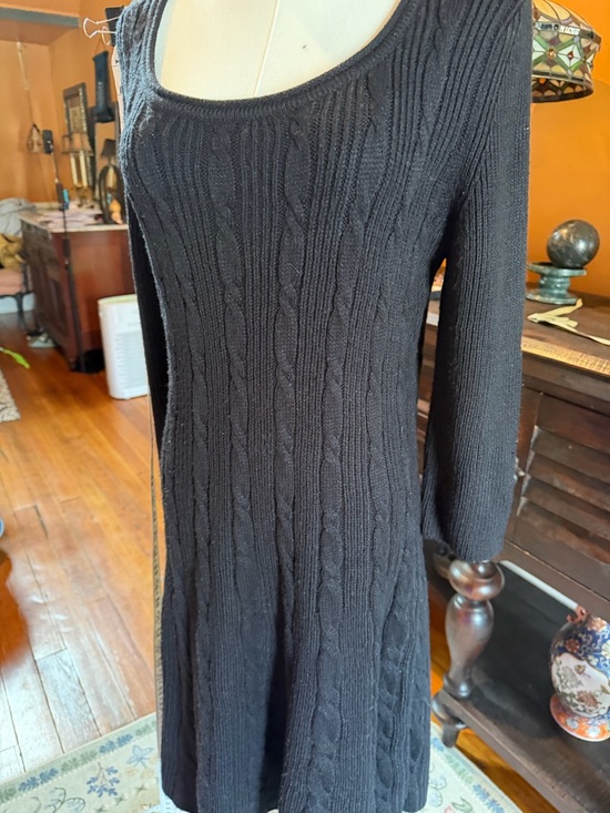Jones Wear Black Cable Knit Dress with Subtle Texture - Picture 8 of 10